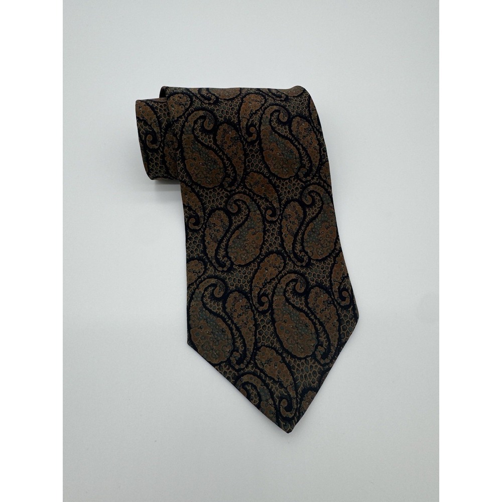 Giorgio‎ Armani Cravatte Tie 100% Silk Brown Blue Paisley Italy Classic Luxury